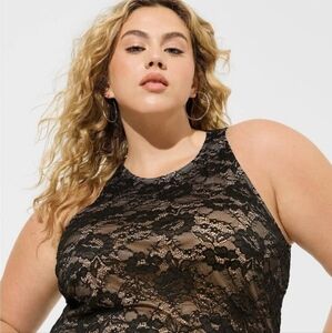 Torrid Stretch Lace High Neck Tank Black Size 2X  NWT